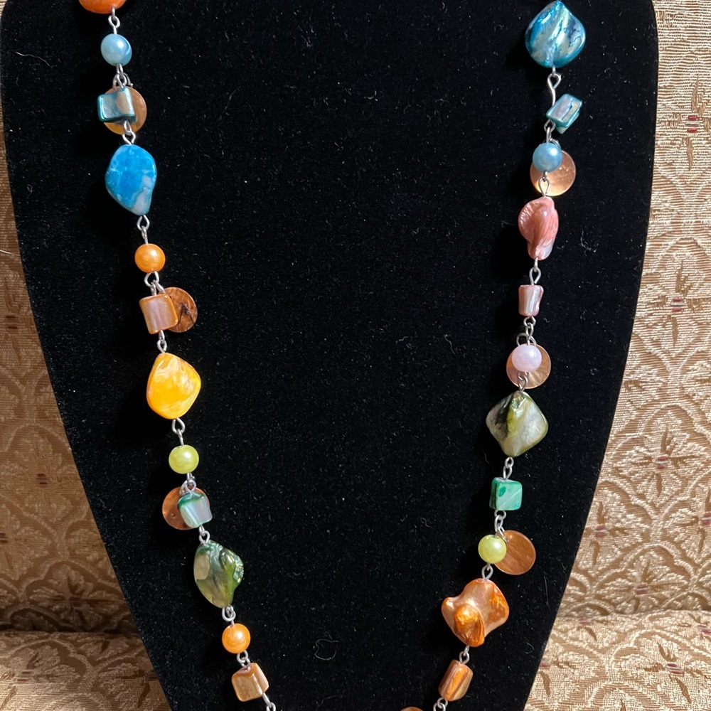 New 32” Multi Colored Shell And Bead Necklace - image 1